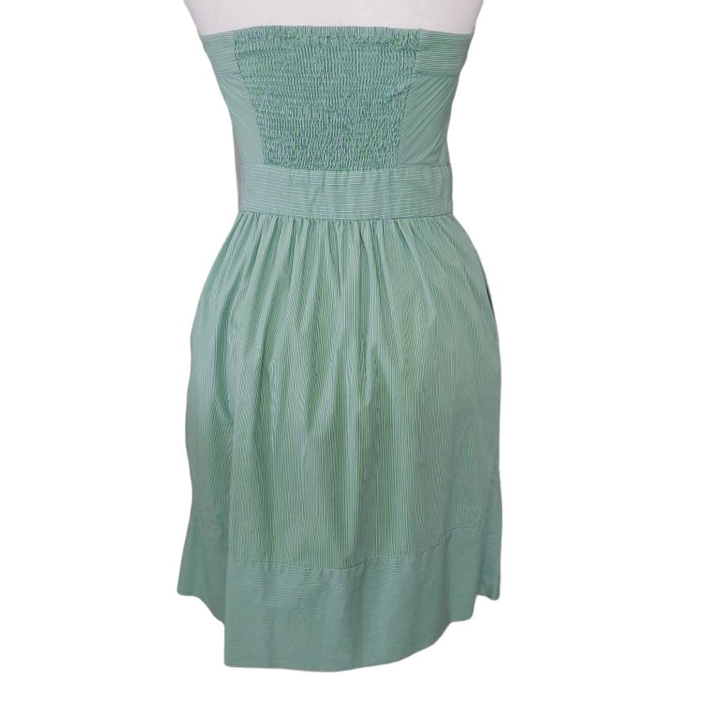 Zara Basic Green Pin Striped Strapless Dress - image 2